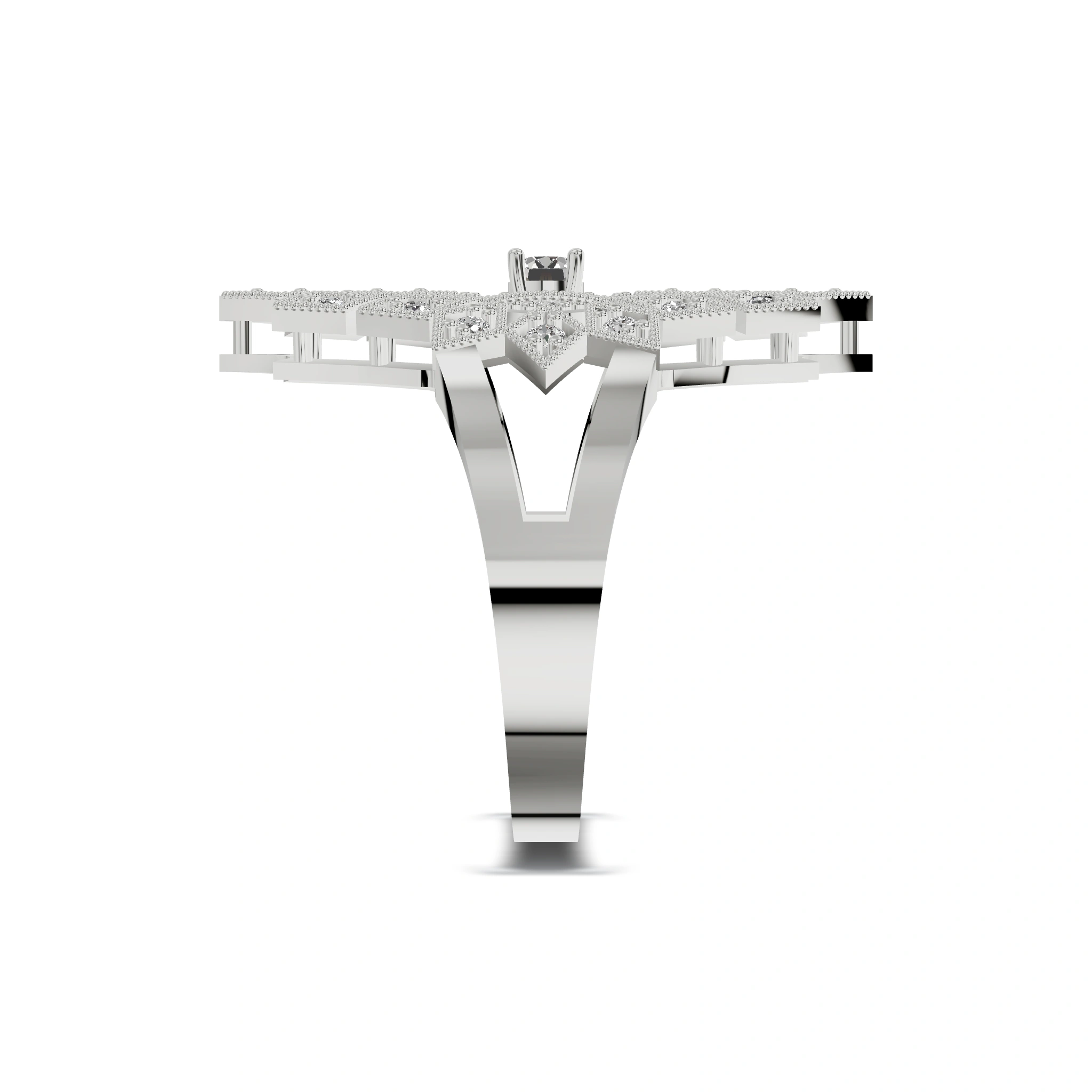 Vintage Milgrain Split-Shank Ring · Profile view