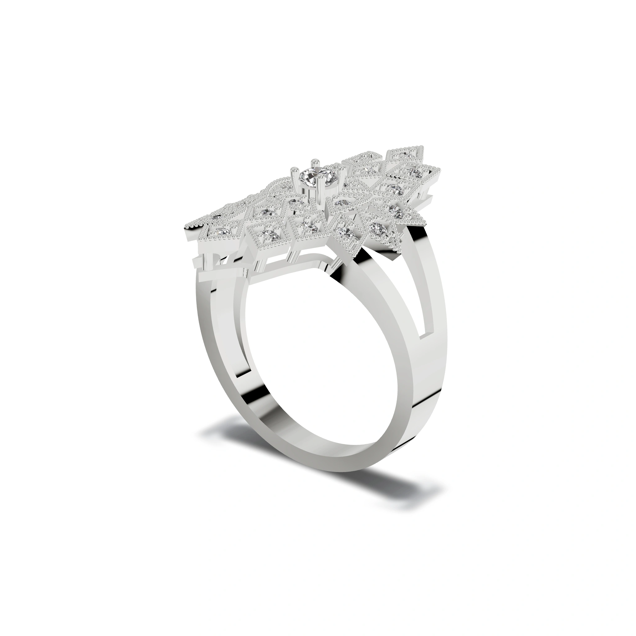 Vintage Milgrain Split-Shank Ring · Angled view